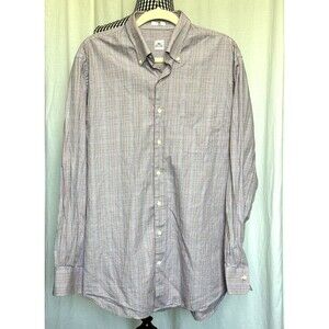 Peter Millar Shirt Mens Large Multi Blue Pink Tan Plaid Cotton Button Up Travel